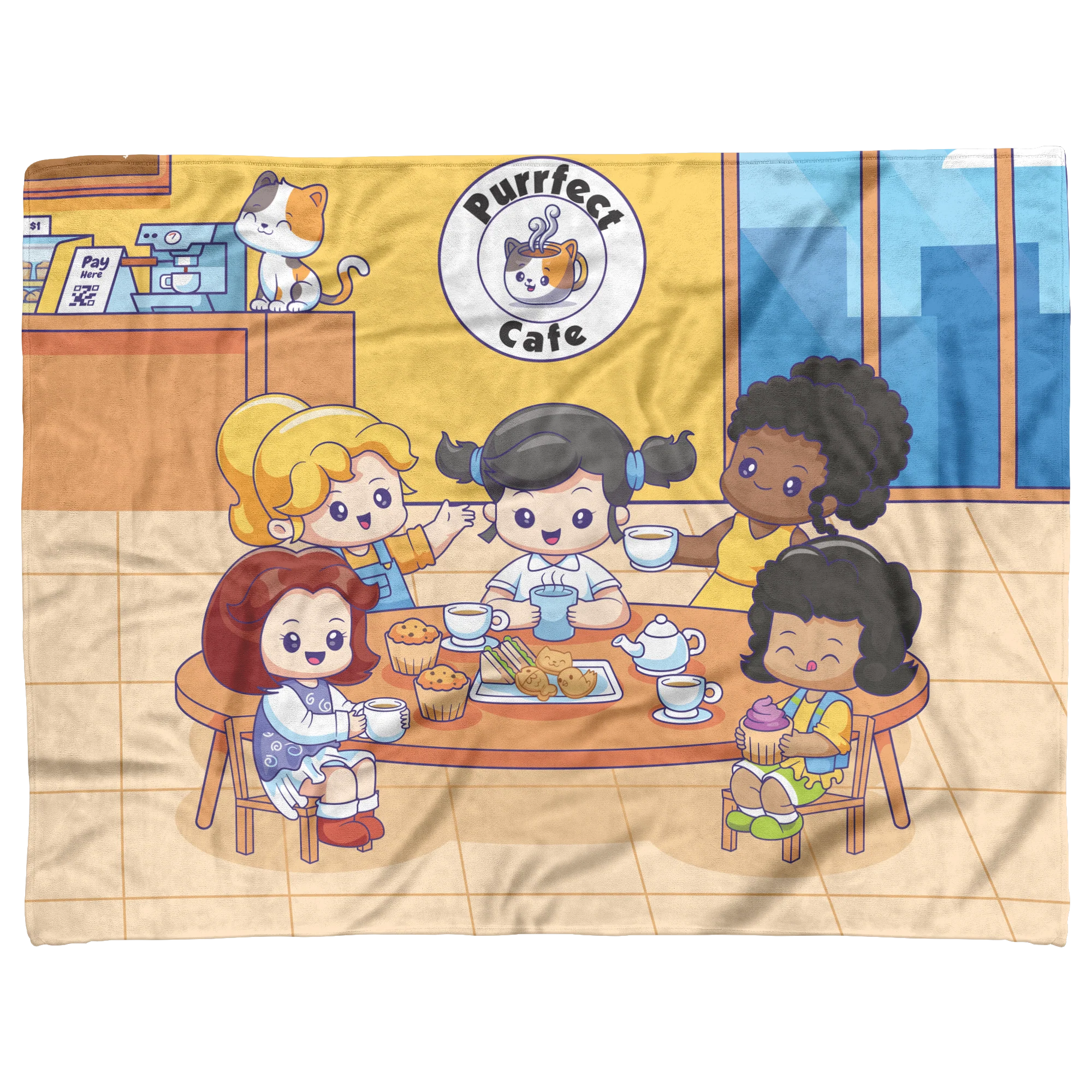 Purrfect Cafe Fleece Baby Blanket